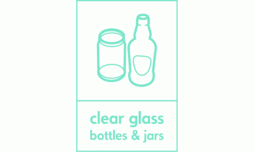 Clear Glass Bottles & Jars Waste Recycling Signs WRAP Recycling Signs