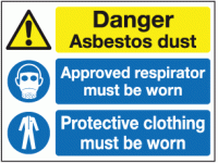 Danger asbestos dust approved respira...