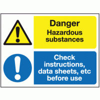Danger hazardous substances check instructions data sheets etc before use