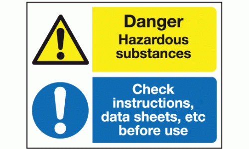 Danger hazardous substances check instructions data sheets etc before use