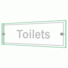 Toilets Sign - Clearview Printed onto 6mm Cast Acrylic With Green Edge, Comes Complete With X2 Stainless Steel Standoffs.