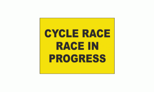 Cycle Race In Progress Sign