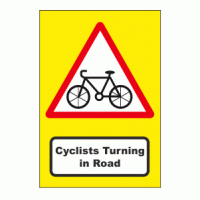 Cyclists Turning In Road Sign
