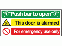Push bar to open this door is alarmed...
