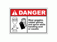 Danger wear goggles, rubber gloves wh...