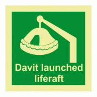 Davit launched liferaft Photoluminescent IMO Safety Sign