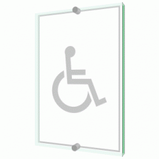 Disabled Toilet sign - Clearview Printed onto 6mm Cast Acrylic With Green Edge, Comes Complete With X2 Stainless Steel Standoffs.