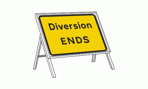 Diversion ends sign