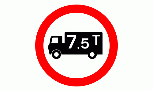 DOT 622.1A Goods vehicles exceeding a gross weight of 7.5T prohibited 