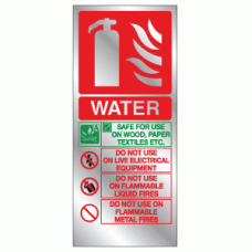 Water fire extinguisher identification sign