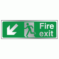 Fire exit left diagonal down sign