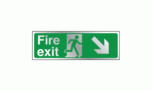Fire exit right diagonal down sign