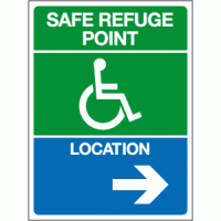 Safe refuge point wheelchair location sign
