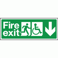Fire exit wheelchair down sign