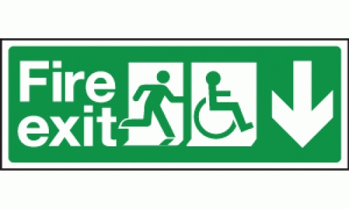Fire exit wheelchair down sign