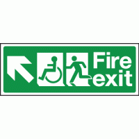 Fire exit wheelchair left up diagonal sign 