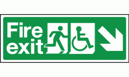 Fire exit wheelchair right down diagonal sign
