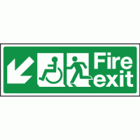Fire exit wheelchair down diagonal sign
