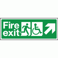 Fire exit wheelchair up diagonal sign