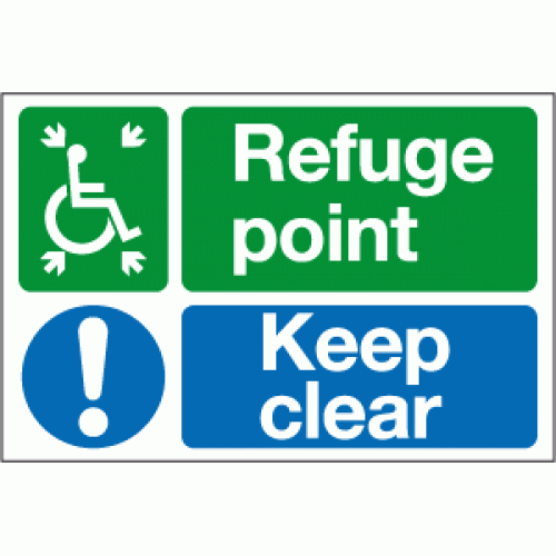KEEP CLEAR REFUGE POINT SAFETY STICKER RIGID MA337 INDOOR OUTDOOR SIGN 