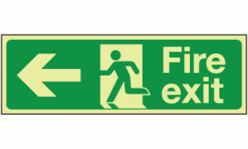 Photoluminescent Fire exit left / Right double sided hanging sign