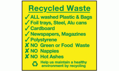 Recycled waste sign