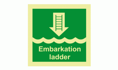 Embarkation ladder Photoluminescent IMO Safety Sign