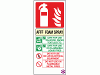 AFFF Foam Spray fire extinguisher sign