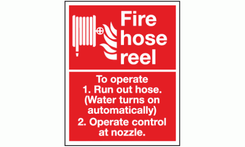 Fire hose reel to operate run out hose water turns on automatically operate control at nozzle