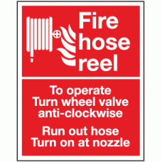 Fire hose reel to operate turn wheel valve anti-clockwise run out hose turn on at nozzle