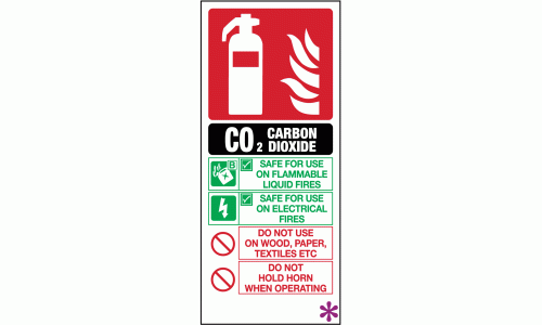 CO2 Carbon Dioxide fire extinguisher sign