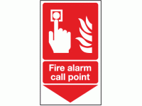 Fire alarm call point below sign