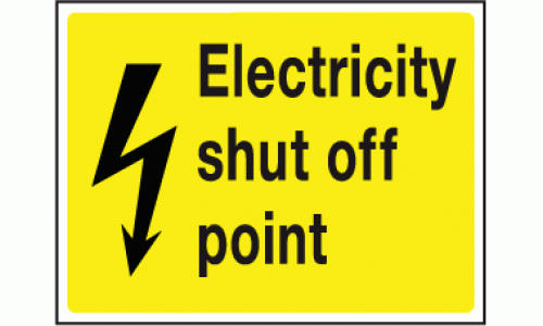 Electricity shut off point sign