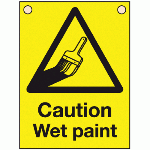 Caution wet paint sign