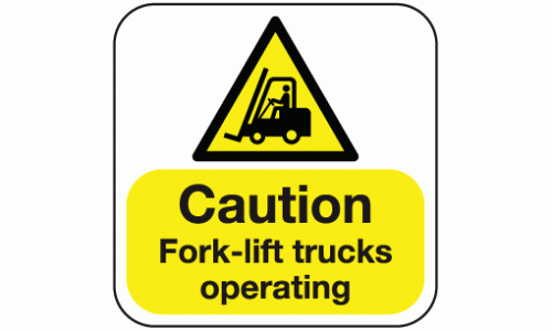 Caution fork-lift trucks operating anti-slip floor marker