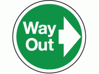 Way out right floor marker sign