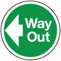 Way out left floor marker sign 