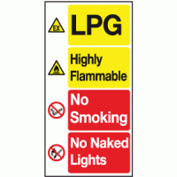 LPG highly flammable no smoking no naked lights sign