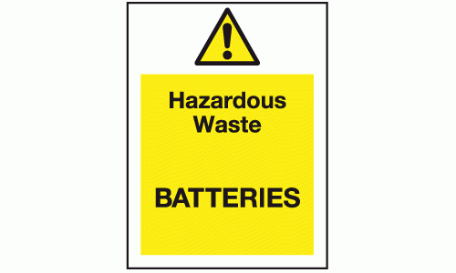 Hazardous waste batteries sign