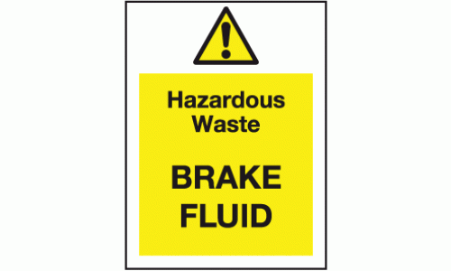 Hazardous waste brake fluid sign