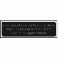 Your assistance in keeping these wash basins in a clean state would be appreciated sign