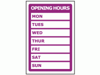Opening Hours sign