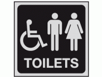 Wheelchair male and female toilets sign