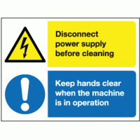 Disconnect power supply before cleaning sign