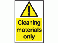 Cleaning materials only sign