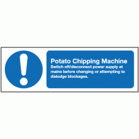 Potato chipping machine rules sign