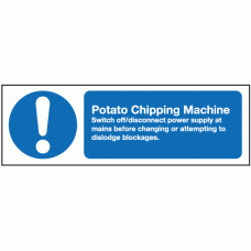 Potato chipping machine rules sign