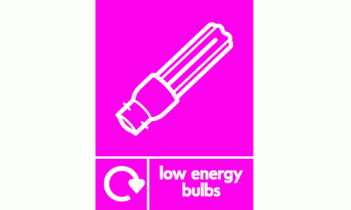 Low Energy bulbs Waste Recycling Signs WRAP Recycling Signs