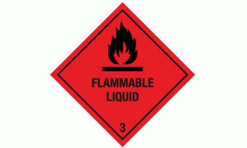 Class 3 Flammable Liquid 3 - 250 labels per roll