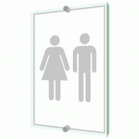 Male & Female Toilet sign - Clearview Printed onto 6mm Cast Acrylic With Green Edge, Comes Complete With X2 Stainless Steel Standoffs.
